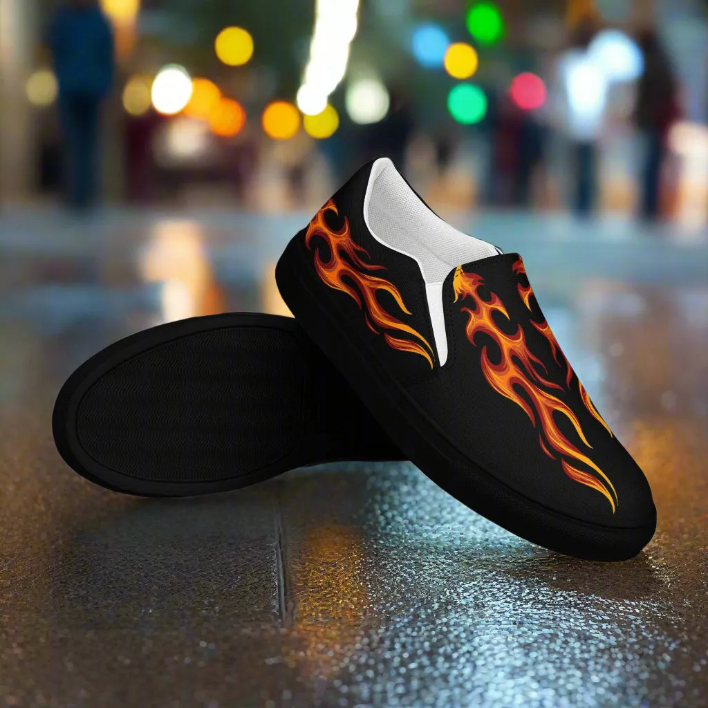 GeoMetro Men's Tribal Flame Design Slip-On Canvas Shoes