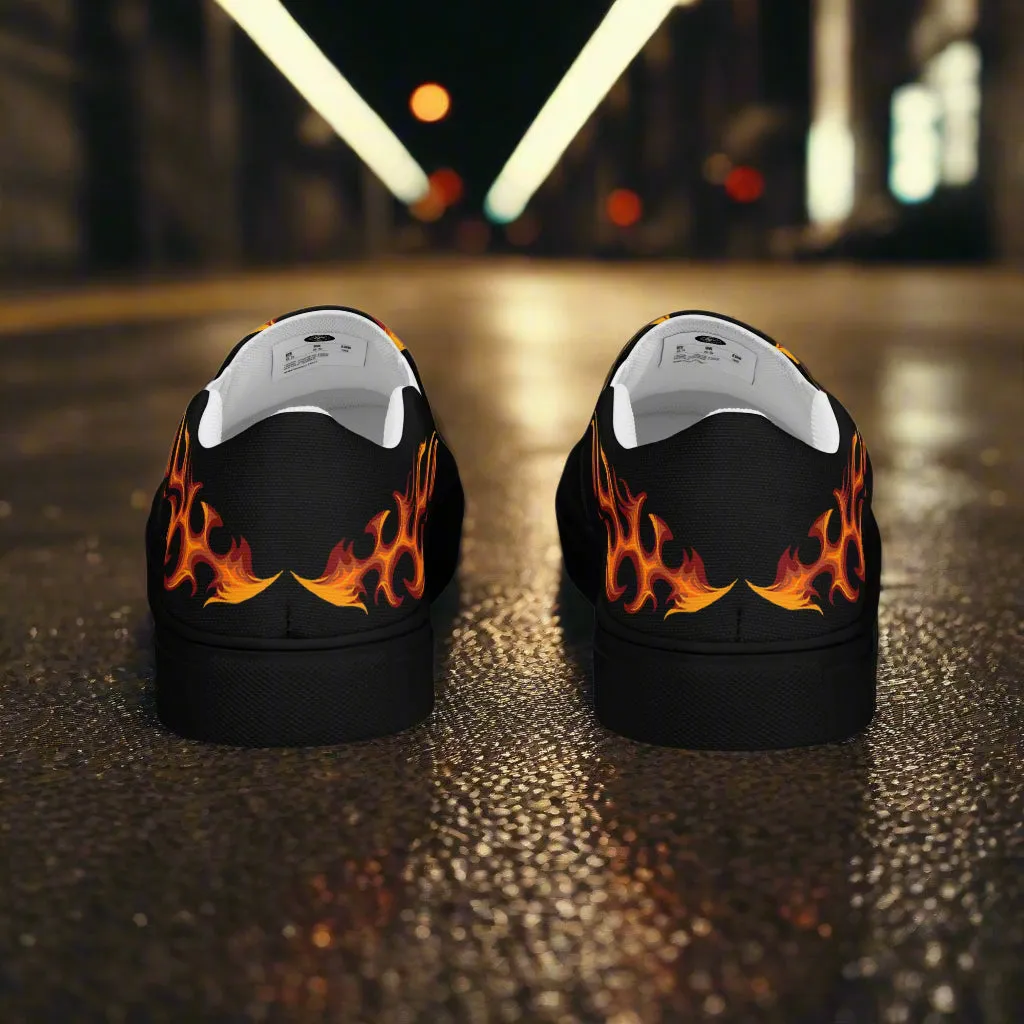 GeoMetro Men's Tribal Flame Design Slip-On Canvas Shoes