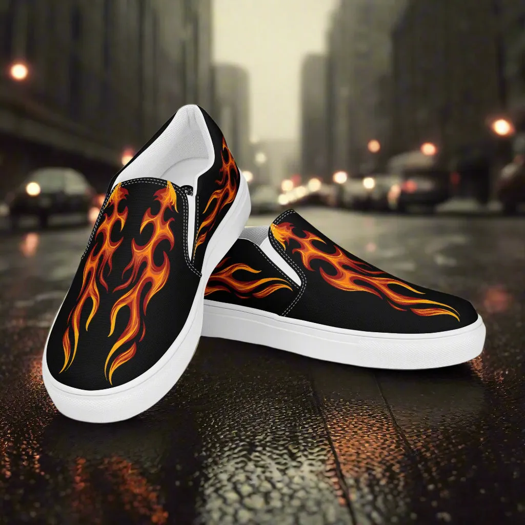 GeoMetro Men's Tribal Flame Design Slip-On Canvas Shoes