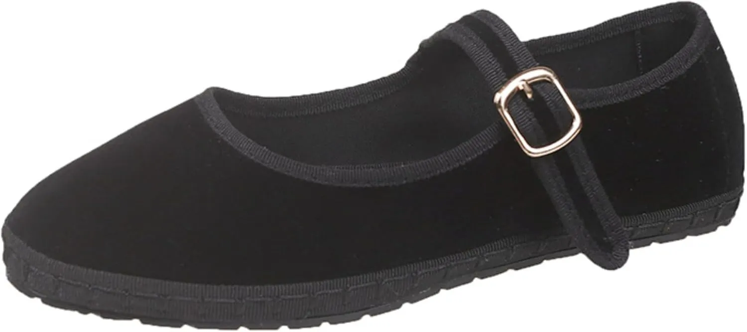 GGOOB Velvet Red Ballet Flats Shoes for Women Brown Flat Shoes Satin Ballet Flats Mary Jane Shoes Y2k Shoes Fall 2024