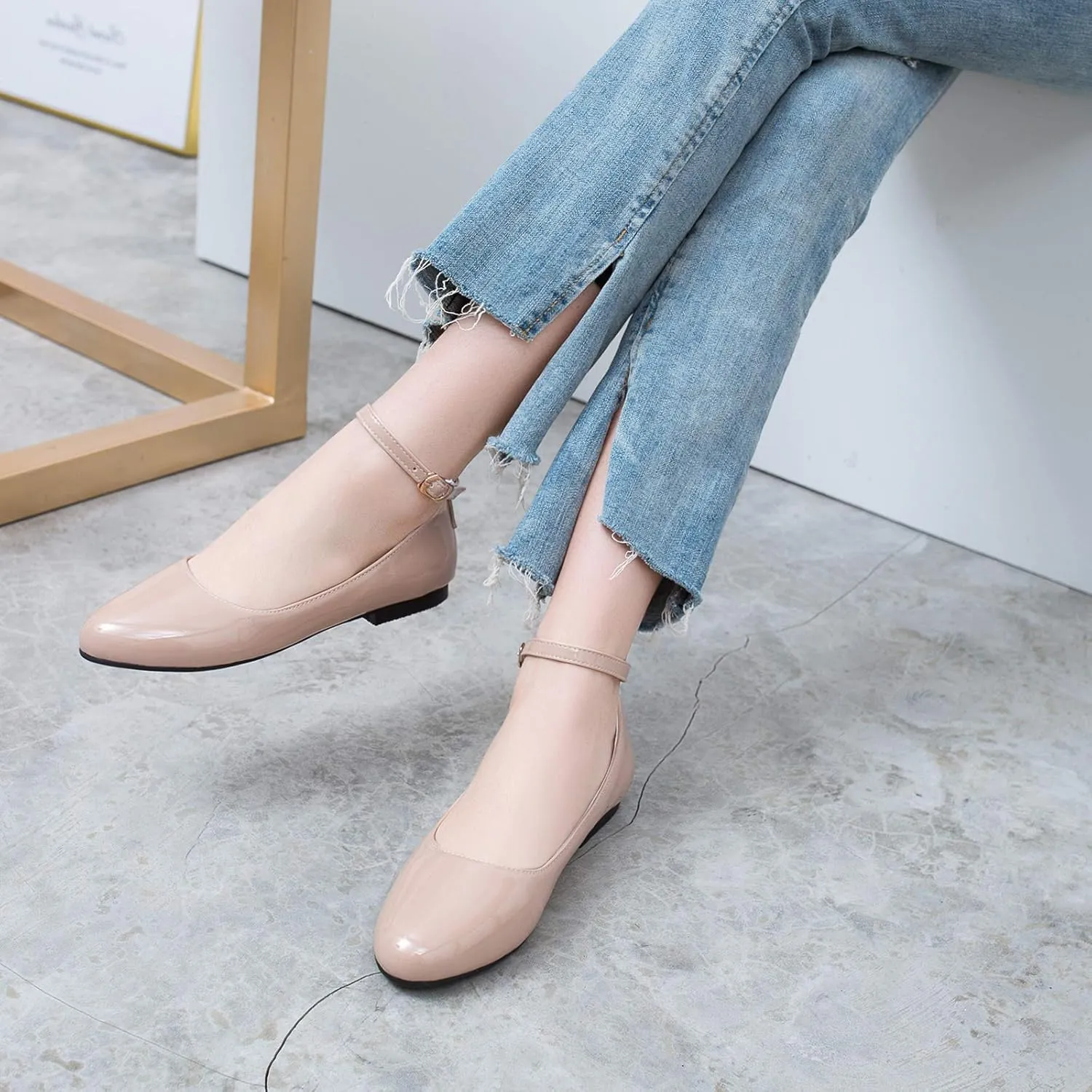 Gicoiz Footwear Womens Round Toe Patent Ballet Flats
