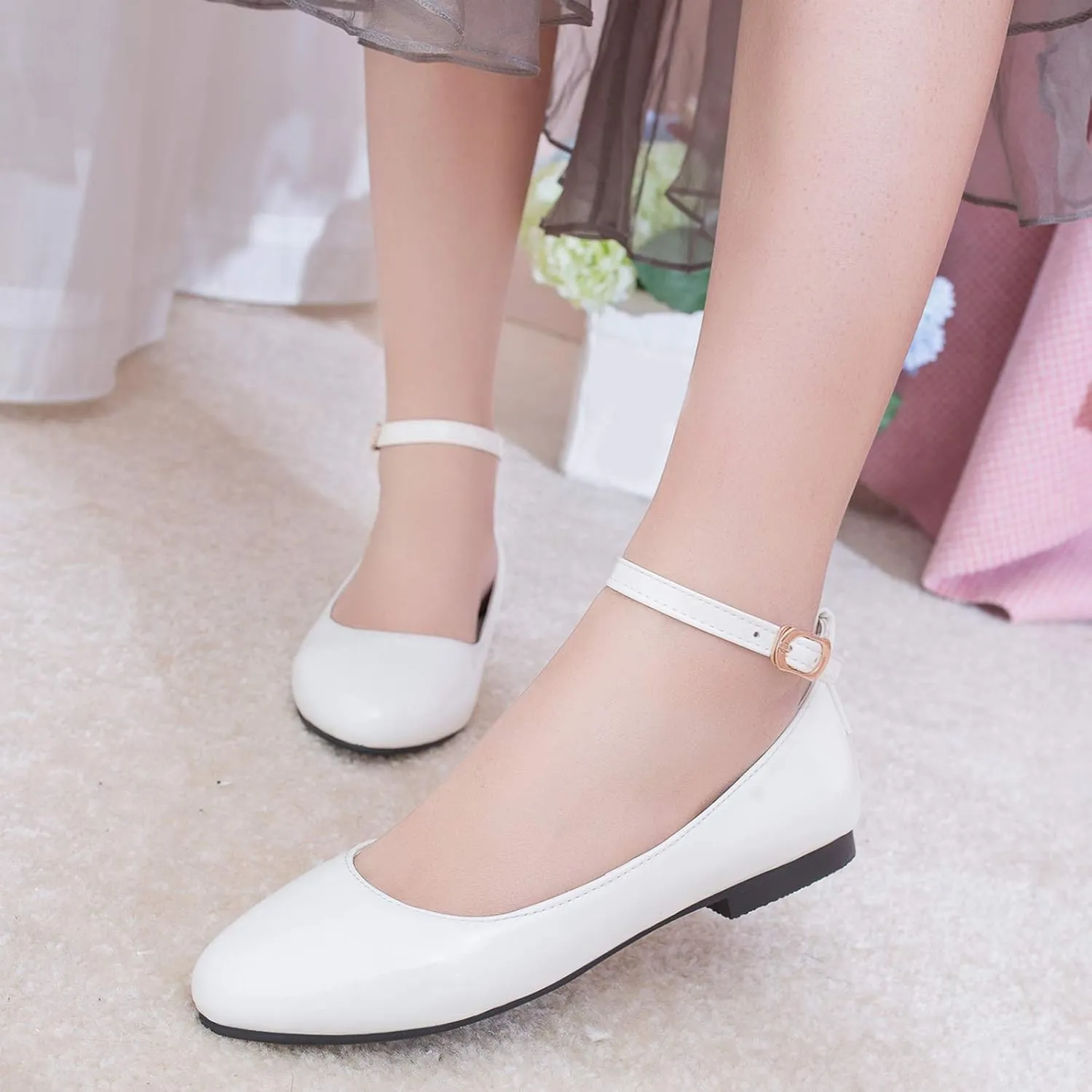 Gicoiz Footwear Womens Round Toe Patent Ballet Flats
