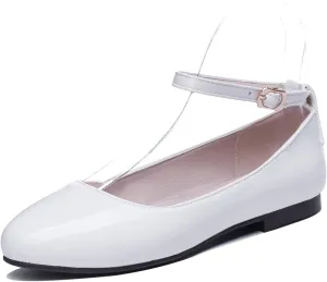 Gicoiz Footwear Womens Round Toe Patent Ballet Flats