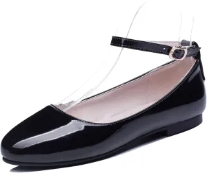 Gicoiz Footwear Womens Round Toe Patent Ballet Flats