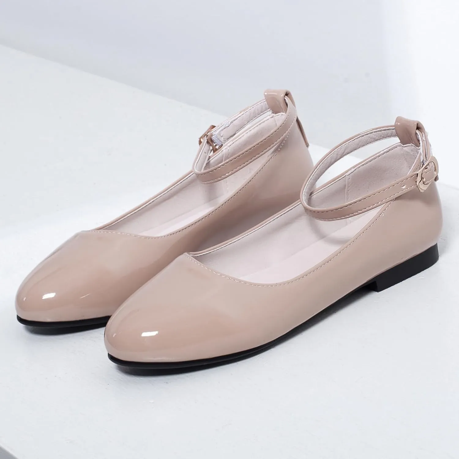 Gicoiz Footwear Womens Round Toe Patent Ballet Flats