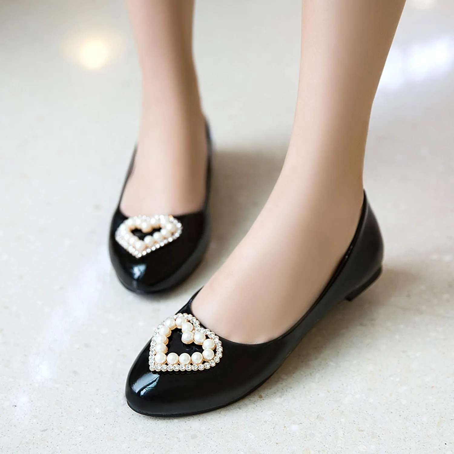 Gicoiz Footwear Womens Round Toe Patent Ballet Flats