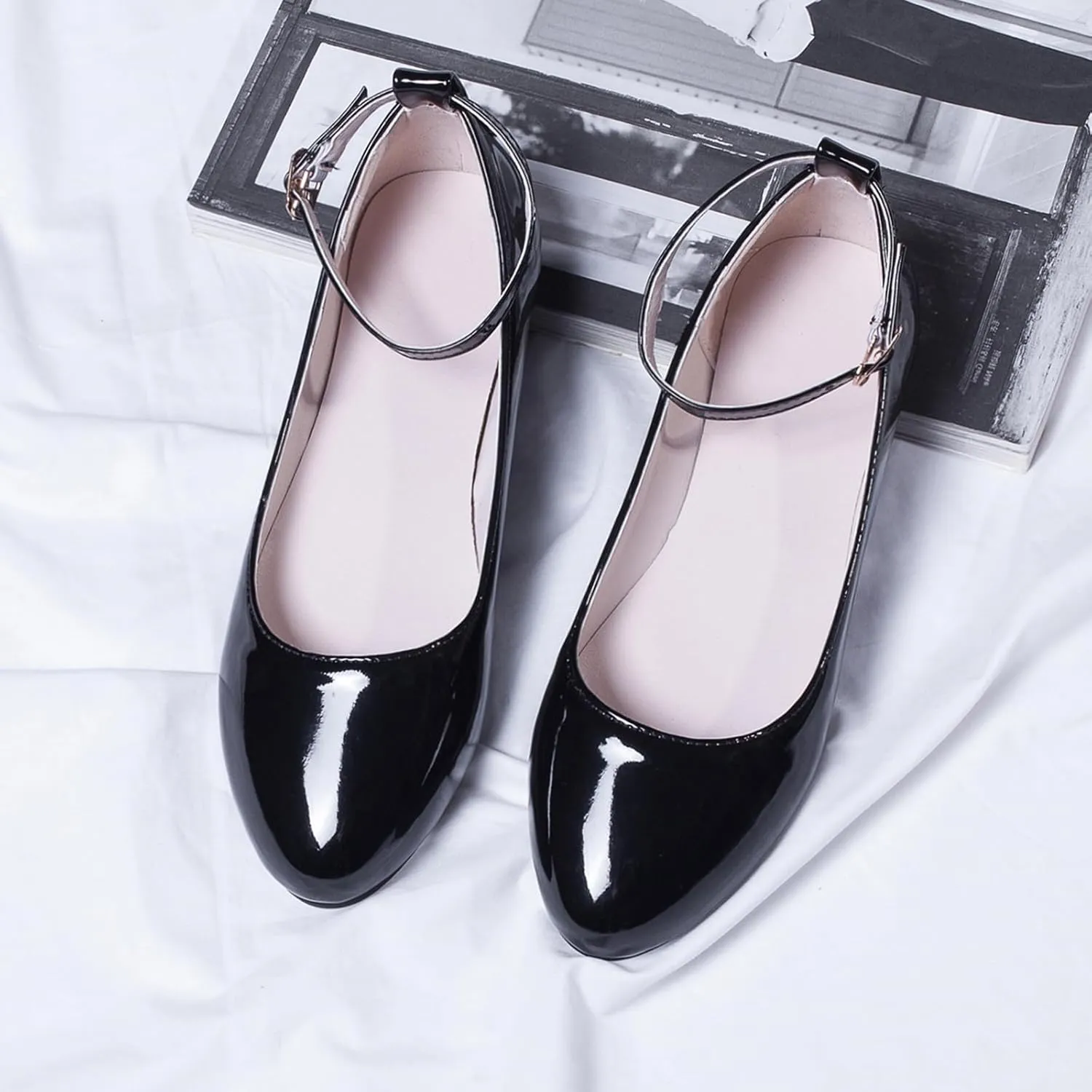 Gicoiz Footwear Womens Round Toe Patent Ballet Flats