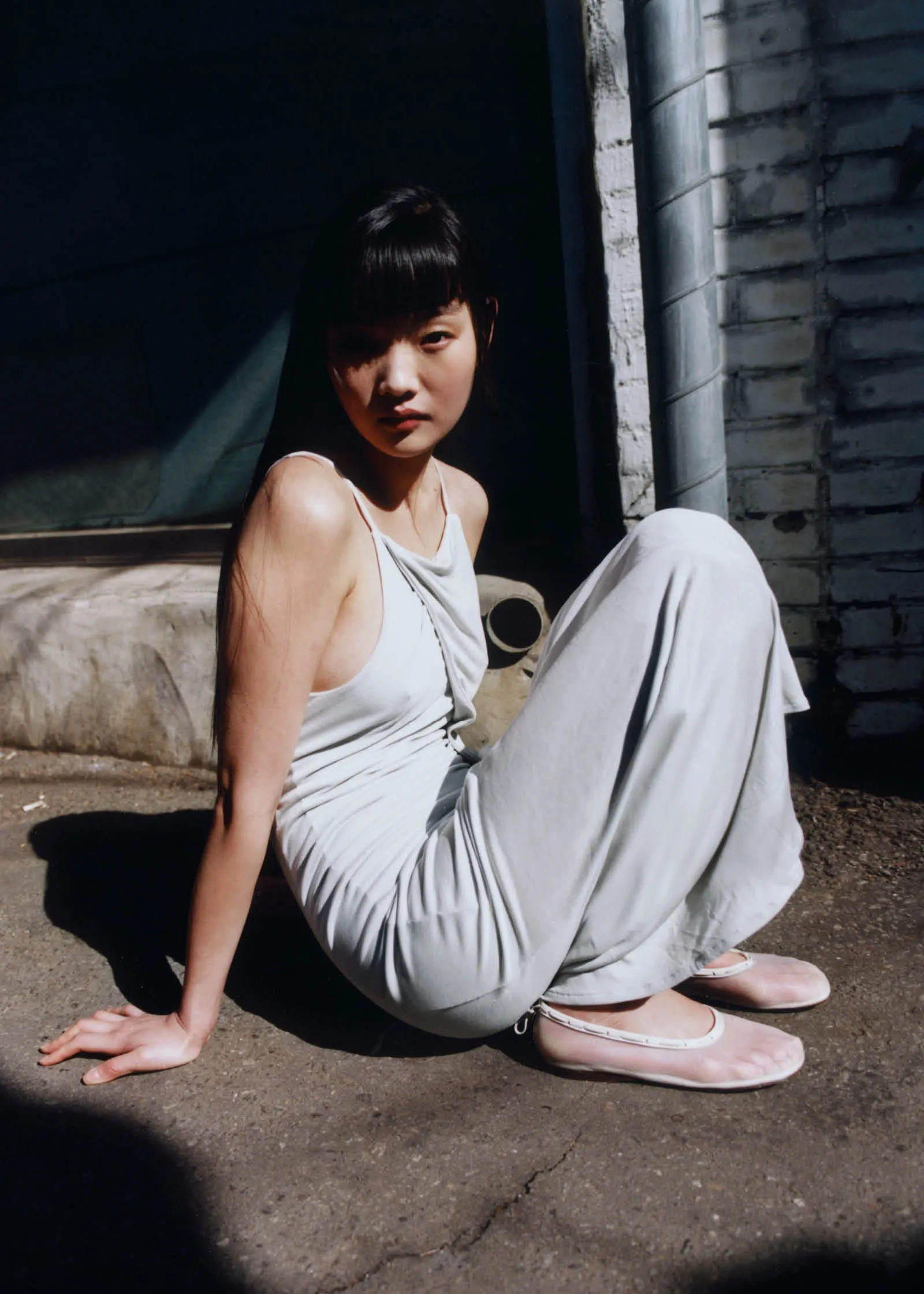 Gill Mesh White Ballet Flats