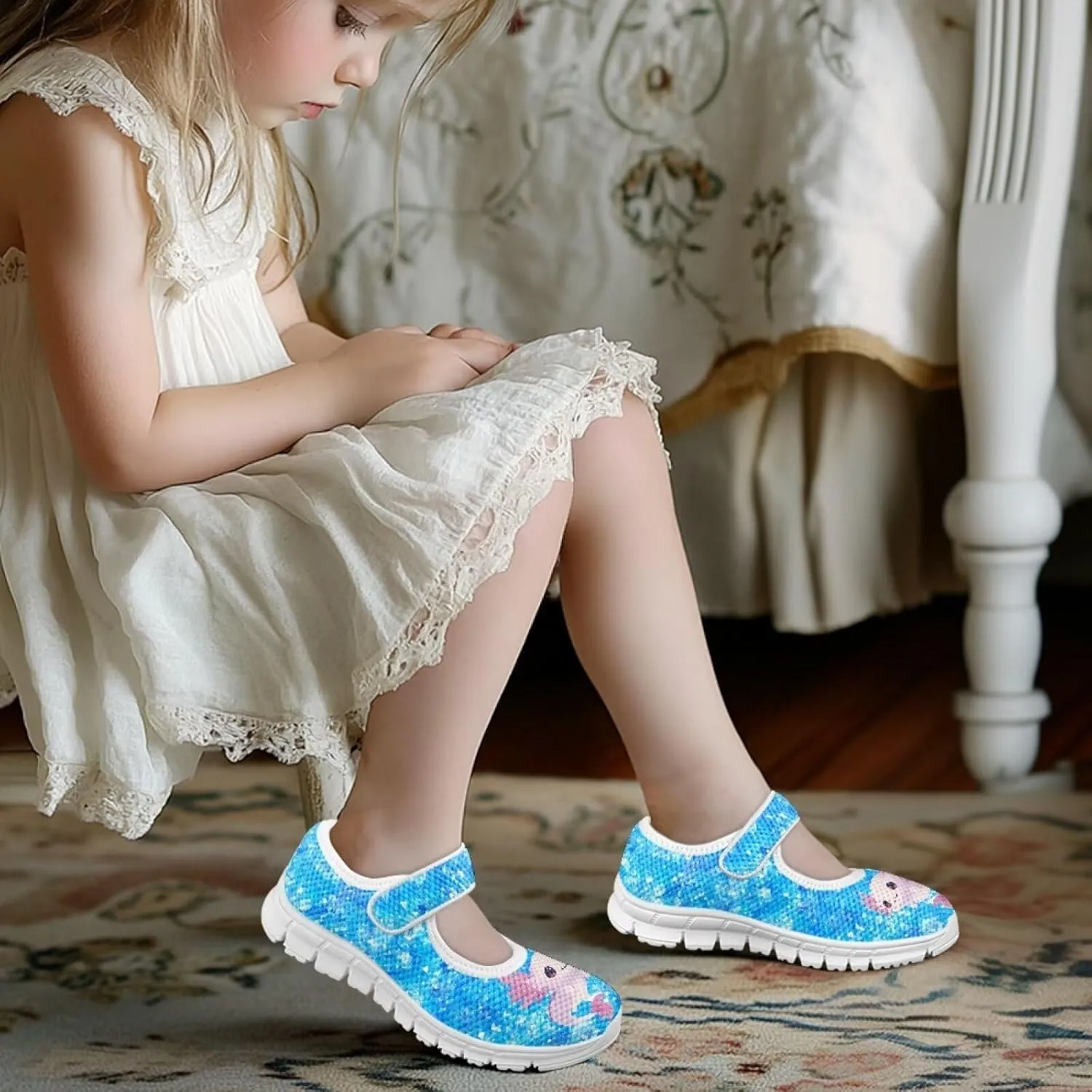 Girls Axolotl Dress Shoes Mary Jane Shoes Princess Ballet Flats Lightweight Slip On School Shoes US 11-2.5