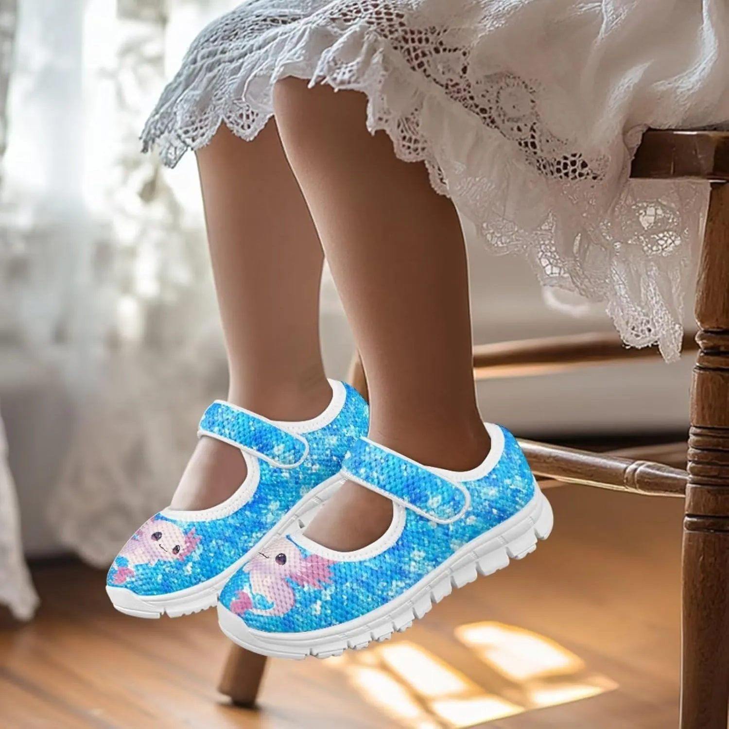 Girls Axolotl Dress Shoes Mary Jane Shoes Princess Ballet Flats Lightweight Slip On School Shoes US 11-2.5