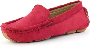 Girls Boys Suede Leather Slip-on Loafers Casual Boat Shoes Dress Shoes Oxford Flats