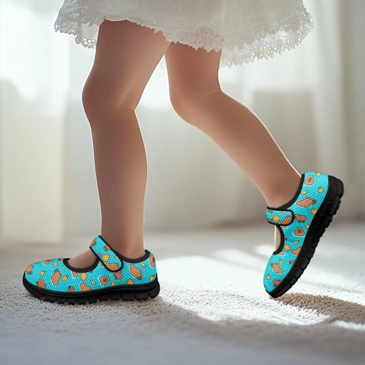 Girls Mary Jane Ballerina Princess Flats Shoes Slip-on School Party Dress Shoes with Hook and Loop