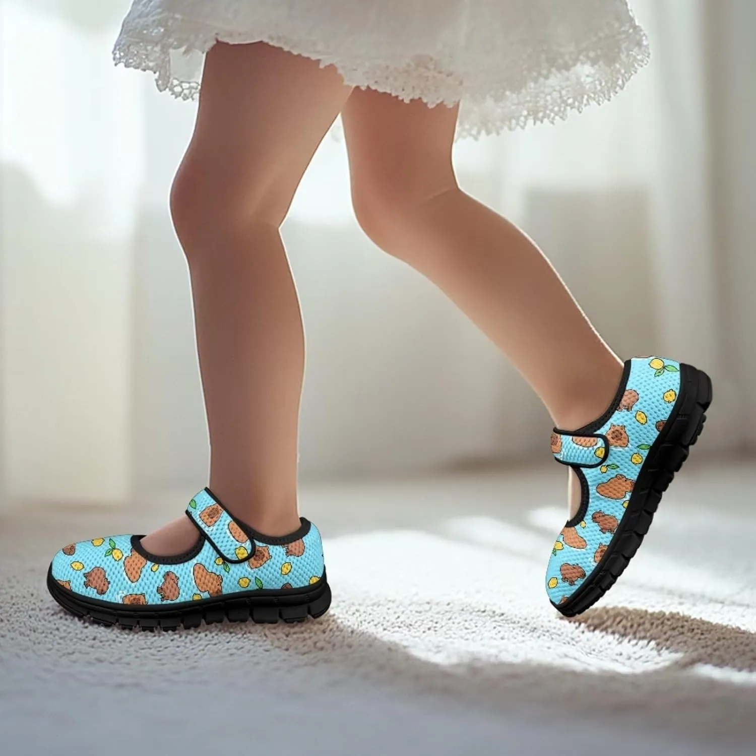 Girls Mary Jane Ballerina Princess Flats Shoes Slip-on School Party Dress Shoes with Hook and Loop