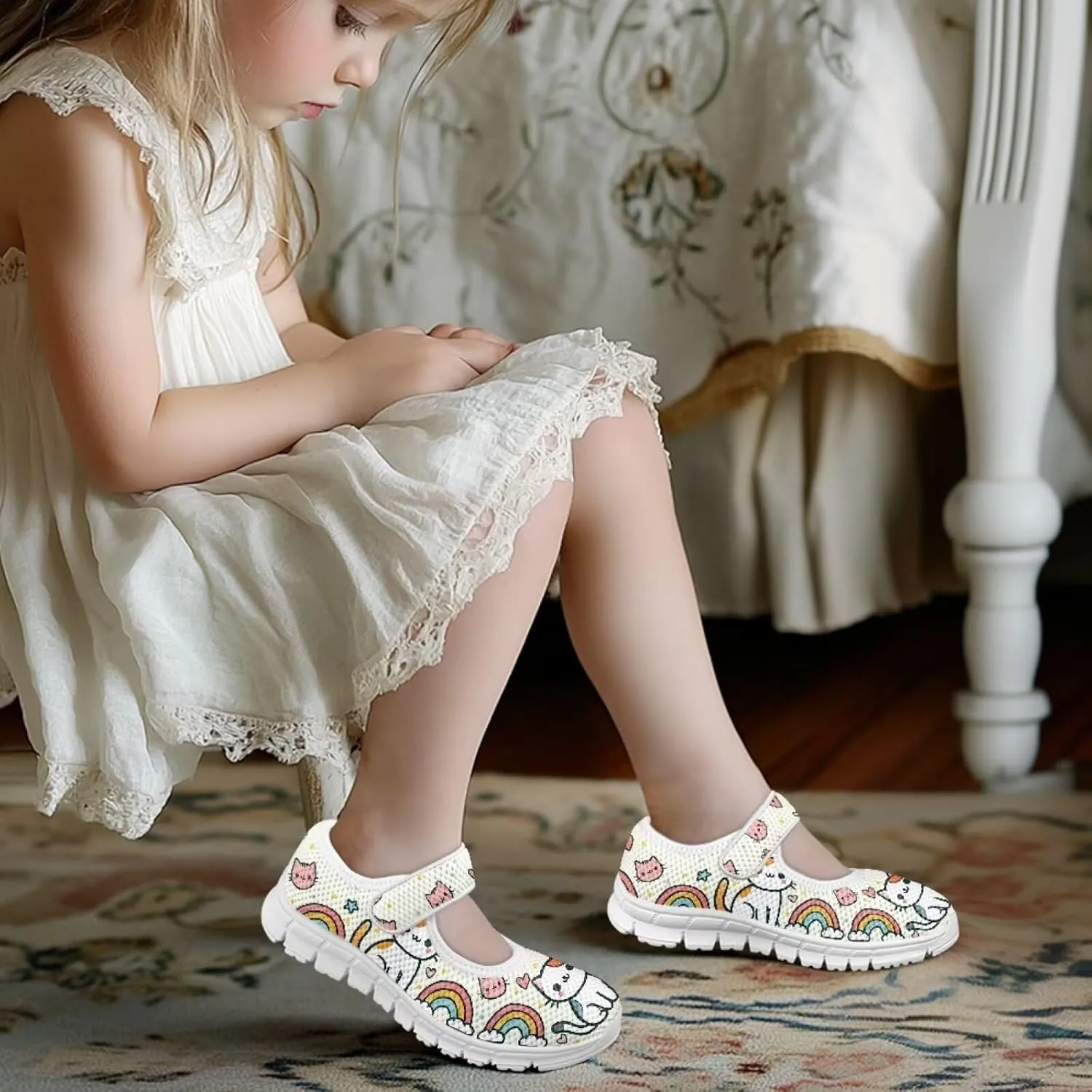 Girls Mary Jane Shoes Animal Print School Uniform Shoes Round Toe Ballet Flats Casual Footwear US 11-2.5