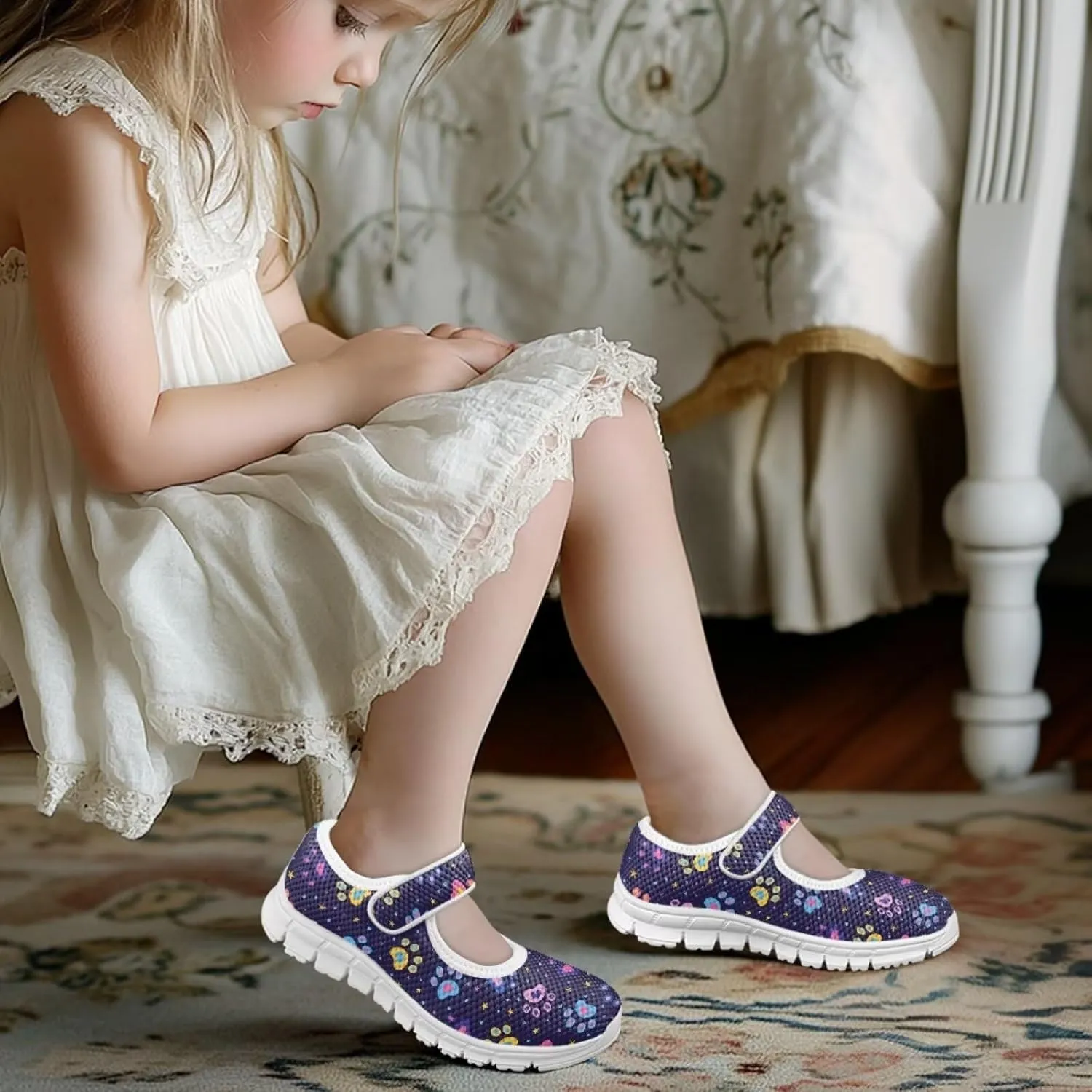 Girls Mary Jane Shoes Animal Print School Uniform Shoes Round Toe Ballet Flats Casual Footwear US 11-2.5