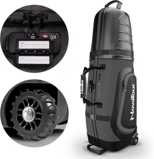 Golf Travel Bag for Airlines: Hard Case Top, Waterproof Zippers, 1680D Oxford Fabric, Built-in TSA Lock, Oversized Tank Wheels, Lightweight, Easy to Maneuver – Maximum Club Protection