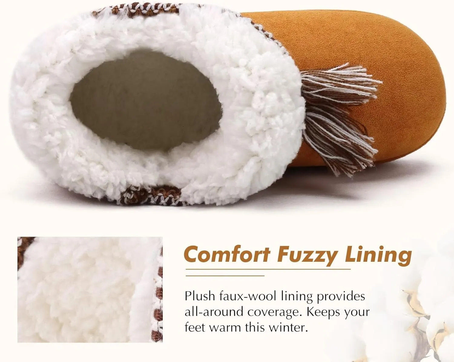 GPOS Womens House Knit Bootie Slippers Fuzzy Plush Lining Winter Ladies Warm Suede Fluff Slippers Lightweight Cozy Thick Memory Foam Comfortable Home Shoes Hard Bottom for Indoor Outdoor Size 5-11