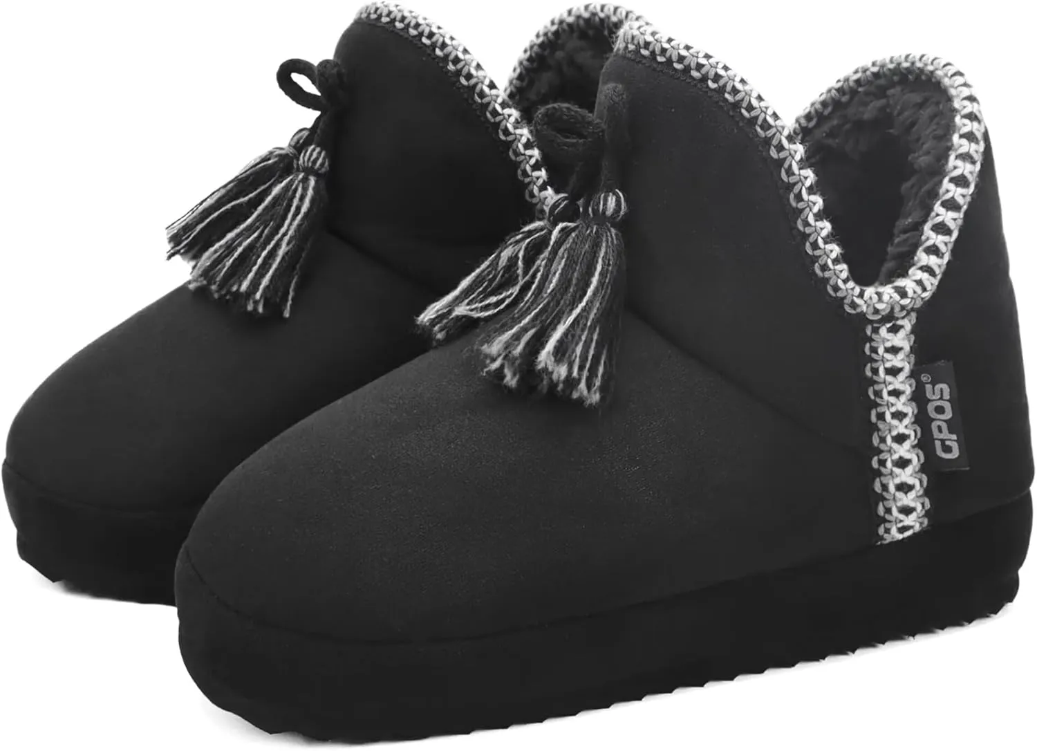 GPOS Womens House Knit Bootie Slippers Fuzzy Plush Lining Winter Ladies Warm Suede Fluff Slippers Lightweight Cozy Thick Memory Foam Comfortable Home Shoes Hard Bottom for Indoor Outdoor Size 5-11