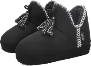 GPOS Womens House Knit Bootie Slippers Fuzzy Plush Lining Winter Ladies Warm Suede Fluff Slippers Lightweight Cozy Thick Memory Foam Comfortable Home Shoes Hard Bottom for Indoor Outdoor Size 5-11