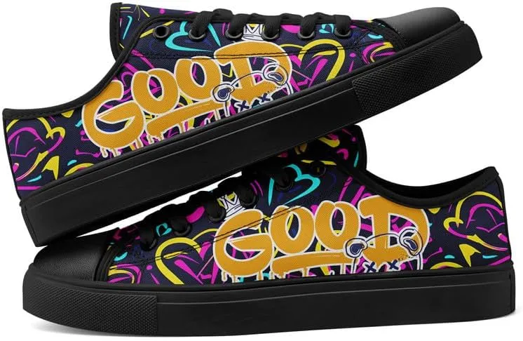 Graffiti Art Low Top Canvas Sneakers Fashion Unisex Streetwear Shoes for Boys Girls Lightweight Casual Footwear