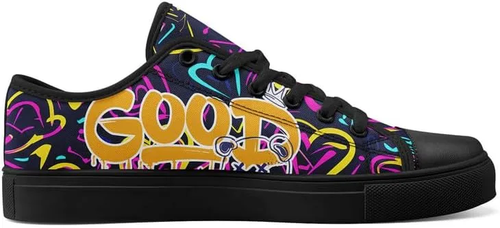 Graffiti Art Low Top Canvas Sneakers Fashion Unisex Streetwear Shoes for Boys Girls Lightweight Casual Footwear