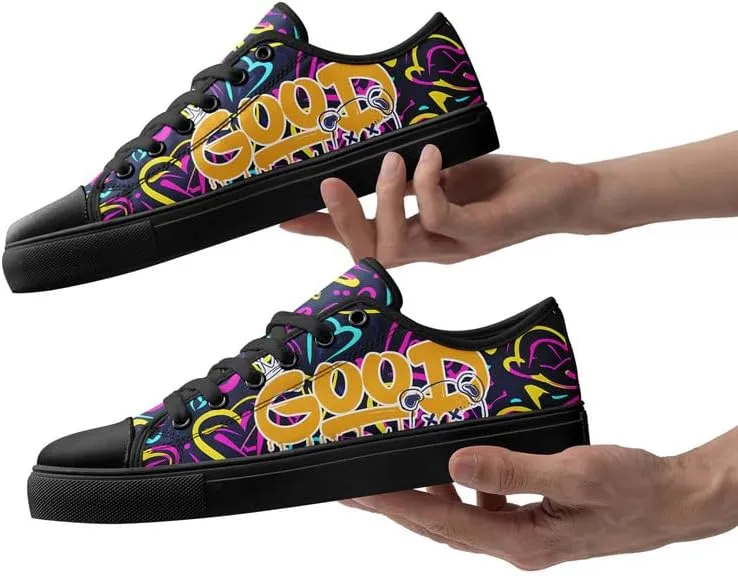 Graffiti Art Low Top Canvas Sneakers Fashion Unisex Streetwear Shoes for Boys Girls Lightweight Casual Footwear