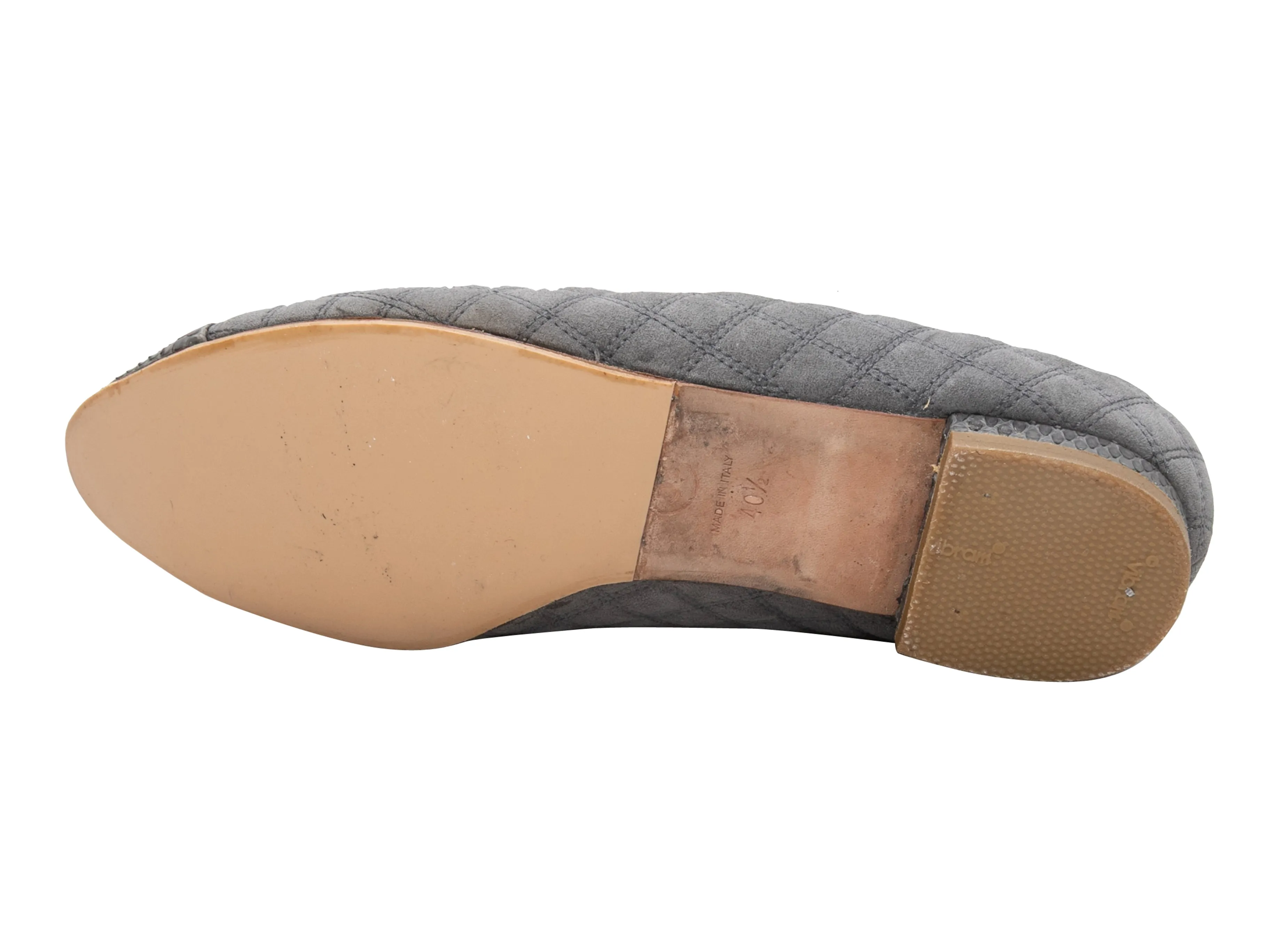 Grey Chanel Quilted Cap-Toe Ballet Flats Size 40.5