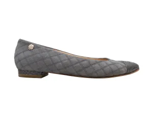 Grey Chanel Quilted Cap-Toe Ballet Flats Size 40.5