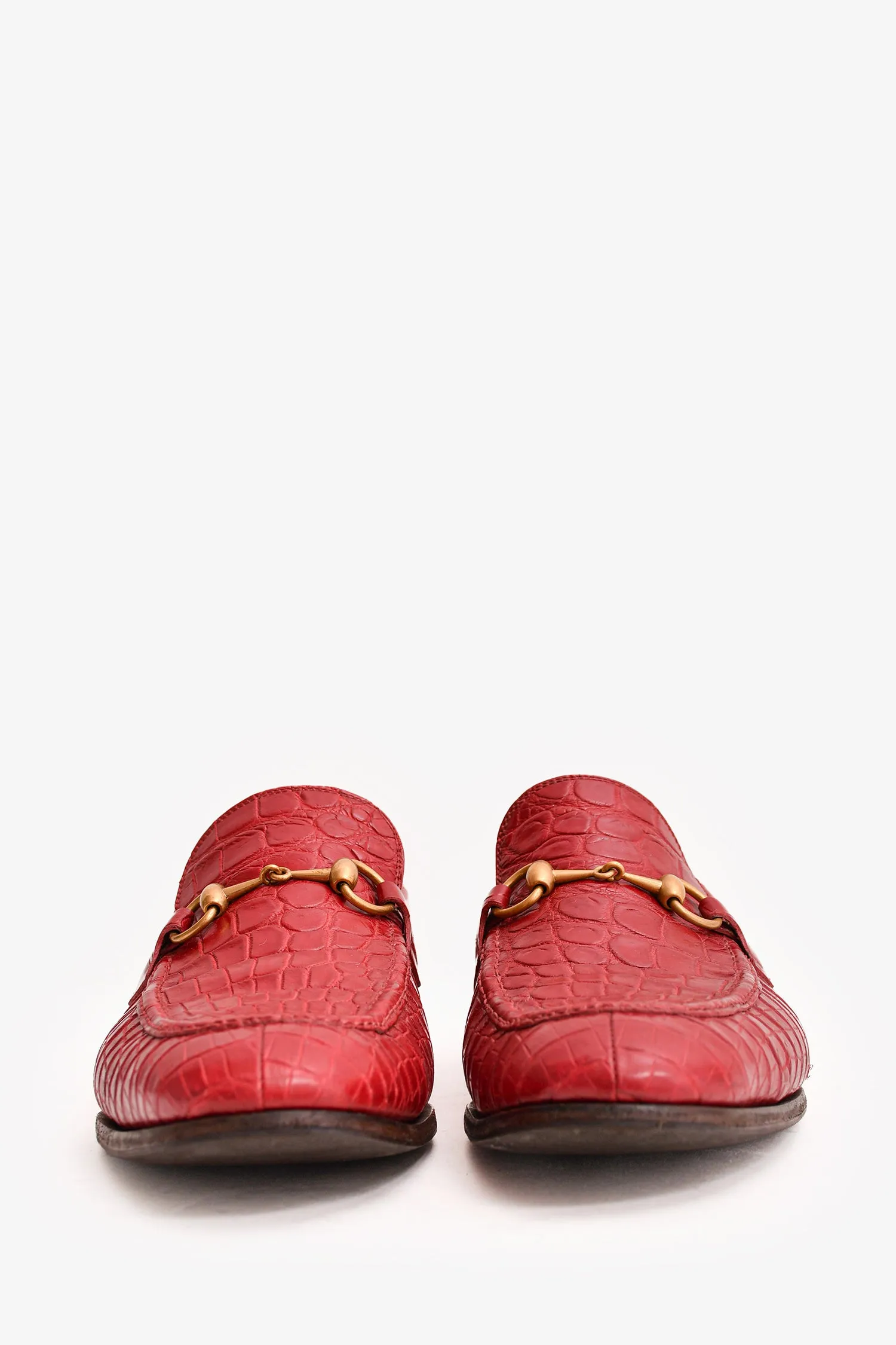 Gucci Red Crocodile Jordaan Loafer Size 7.5 Mens