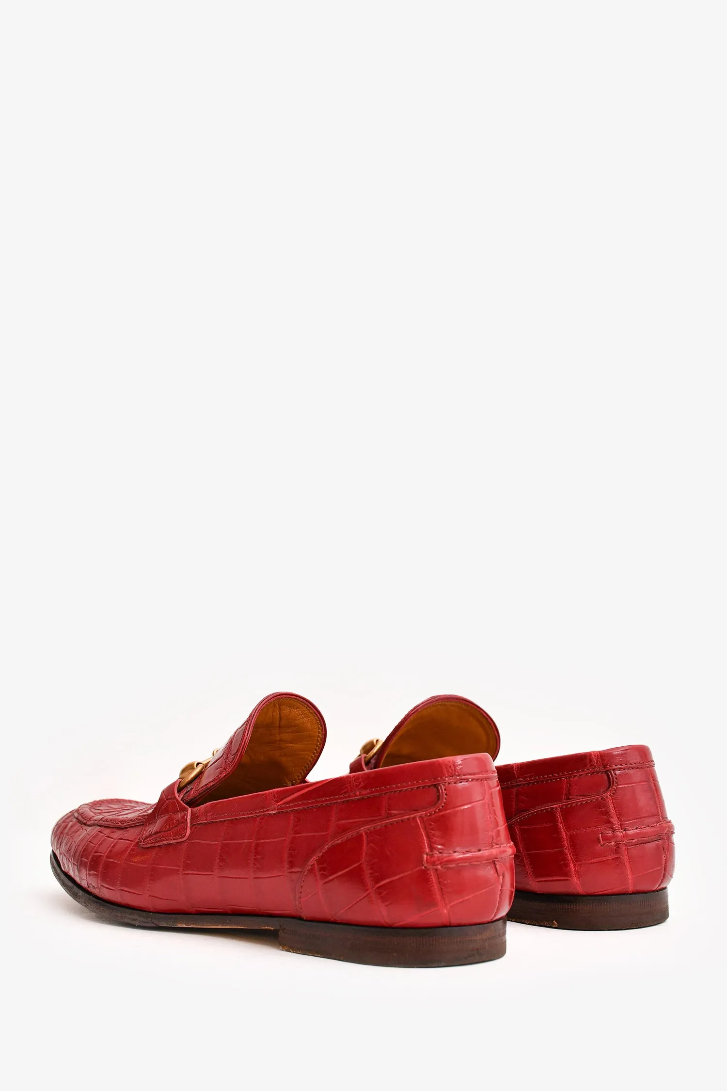 Gucci Red Crocodile Jordaan Loafer Size 7.5 Mens
