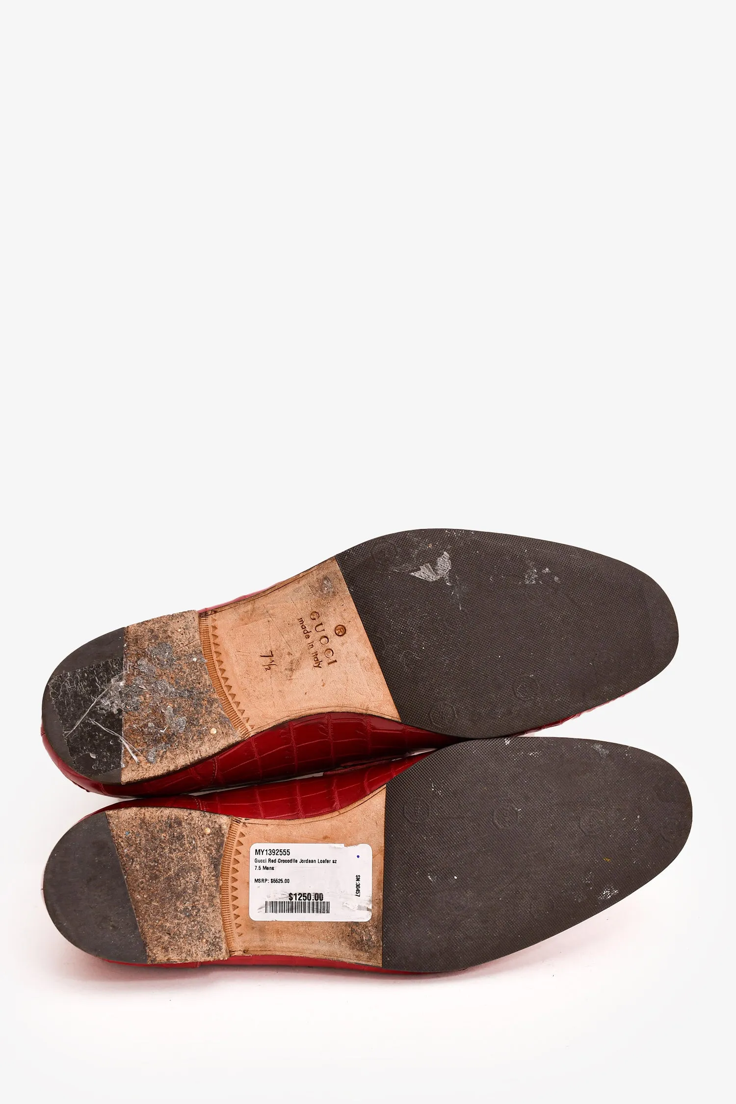 Gucci Red Crocodile Jordaan Loafer Size 7.5 Mens