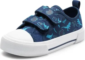 Harvest Land Toddler Kids Canvas Sneakers for Boys and Girls – Casual Walking Shoes with Double Hook-and-Loop Straps, Non-Slip Lightweight Trainers for Baby & Little Kids