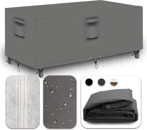 Heavy Duty Outdoor Furniture Covers Waterproof, Patio Table Cover, Sectional Couch Sofa Cover Rectangular, 600D Canvas Oval Patio Dining Table Chair Set Covers 124''L x 72''W x 28''H, Grey