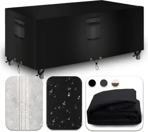 Heavy Duty Patio Furniture Covers Waterproof, Outdoor Table Cover, Sectional Couch Sofa Cover Rectangular, 600D Canvas Oval Patio Dining Table Chair Set Covers 111''L x 74''W x 28''H, Black