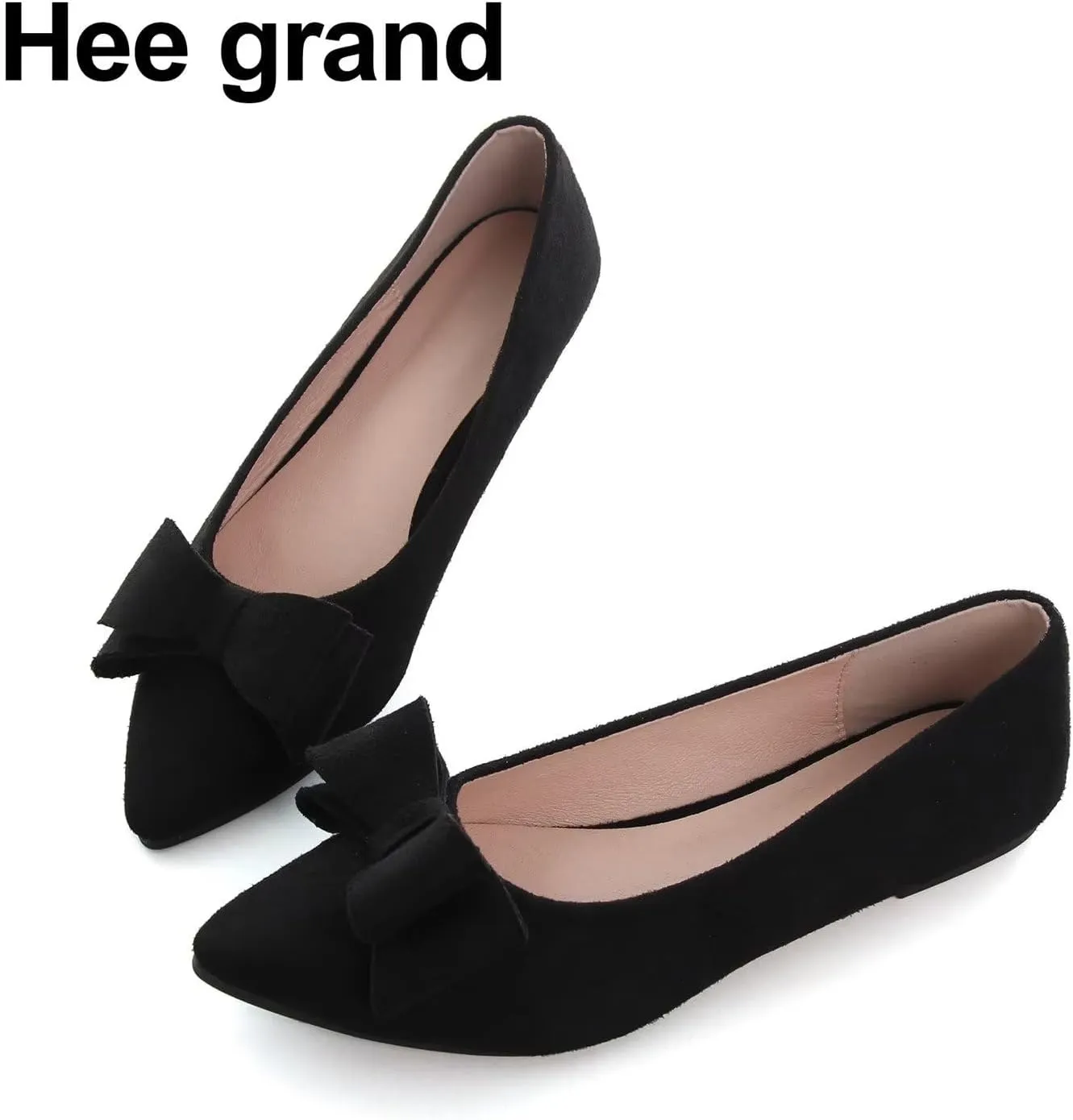 Hee grand Women's Slip on Retro Plaid Bow Ballet Flats Pointed Toe Dress Shoes