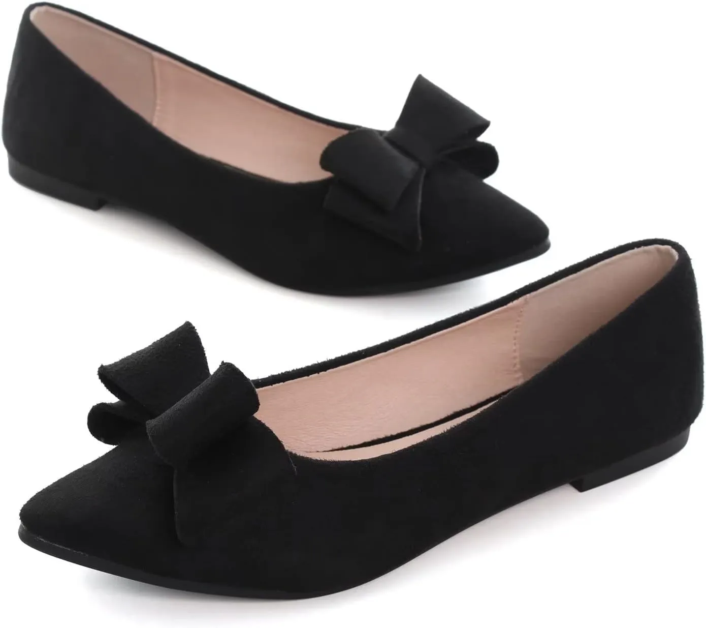 Hee grand Women's Slip on Retro Plaid Bow Ballet Flats Pointed Toe Dress Shoes