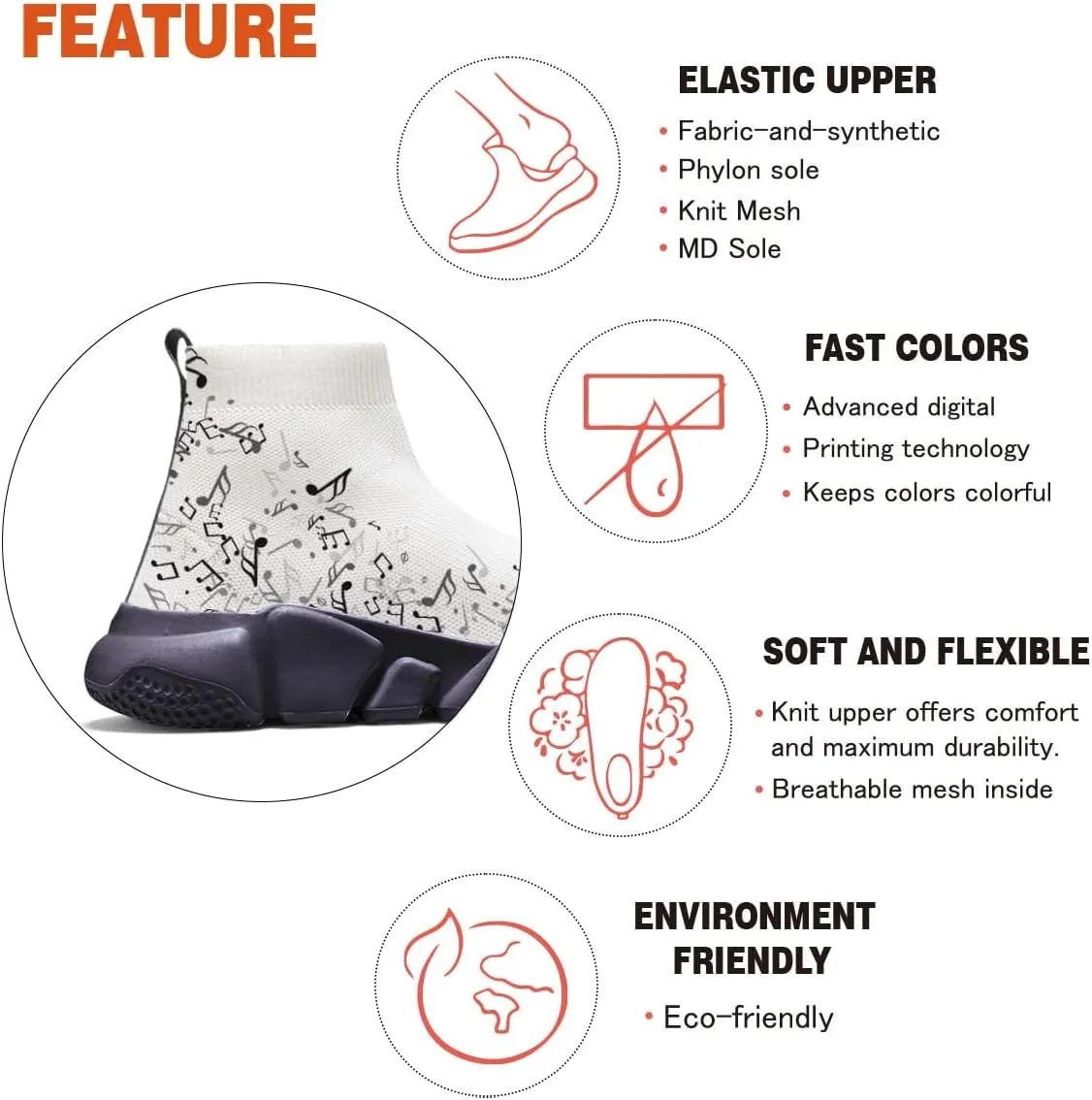 Hetios Men’s Athletic Running Shoes Slip on Casual Tennis Sports Shoes Musical Notes Mesh Sneakers for Womens Fashion Graffiti Painted Shoes