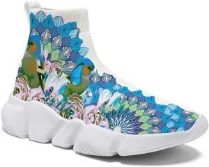 Hetios Mens Fashion Sock Sneakers Womens Walking Shoes Bird Painted Comfort Soft