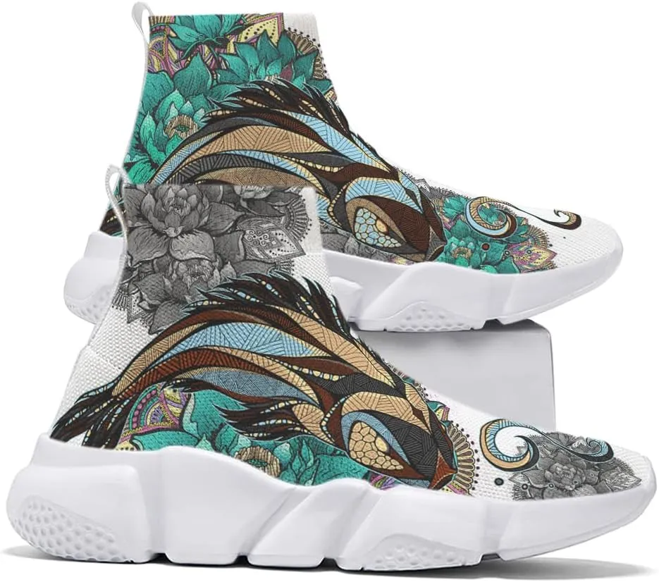 Hetios Mens Graffiti Sneakers - Tennis Sock Shoes Casual Walk Outdoor Sport Running Antiskid Plus Size 7 to 15