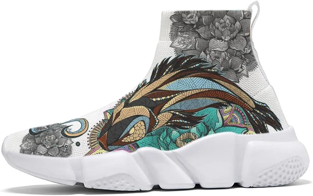 Hetios Mens Graffiti Sneakers - Tennis Sock Shoes Casual Walk Outdoor Sport Running Antiskid Plus Size 7 to 15