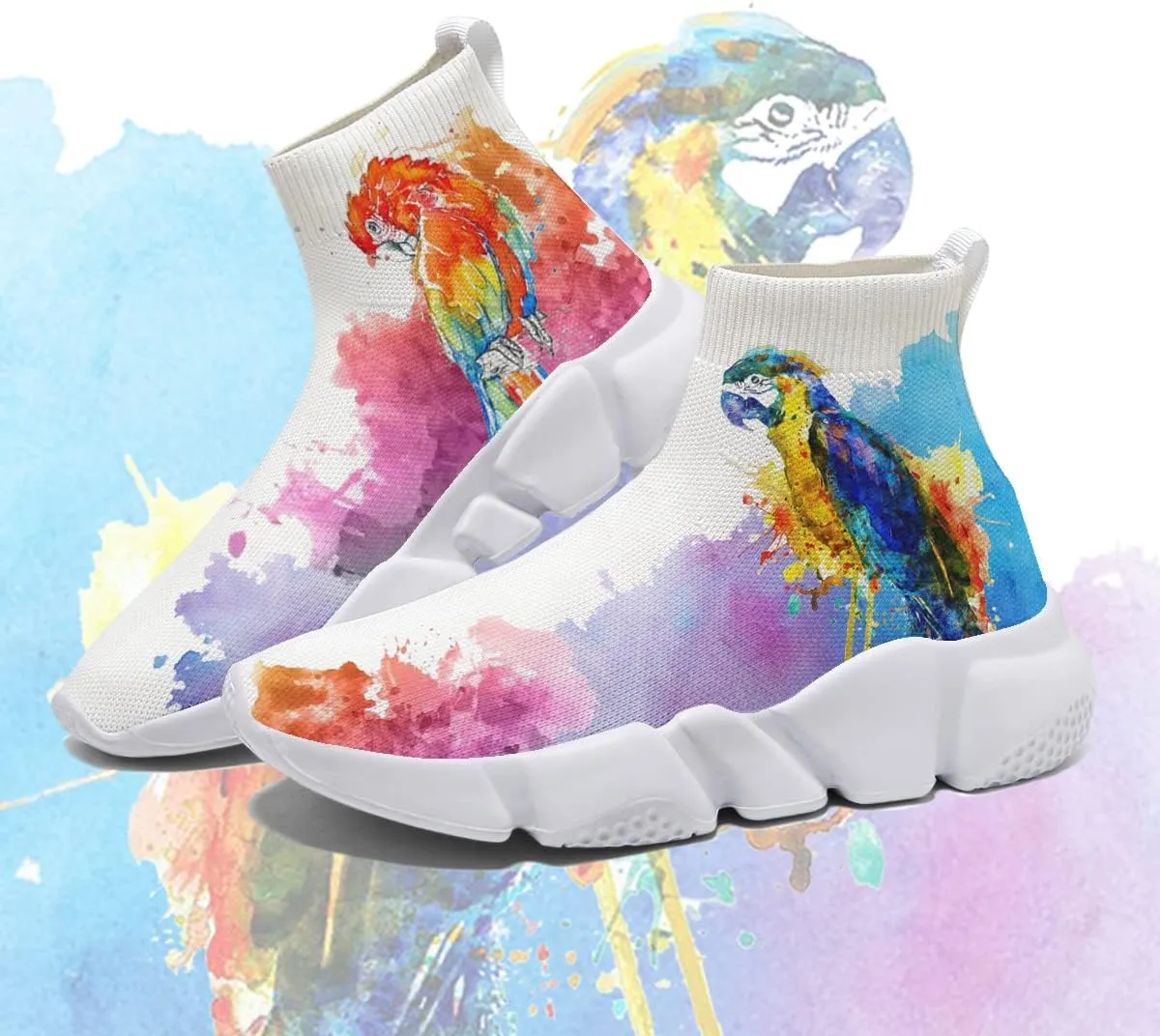 Hetios Women's Graffiti Shoes Fashion Watercolor Sneakers Comfortable Casual Socks Shoes