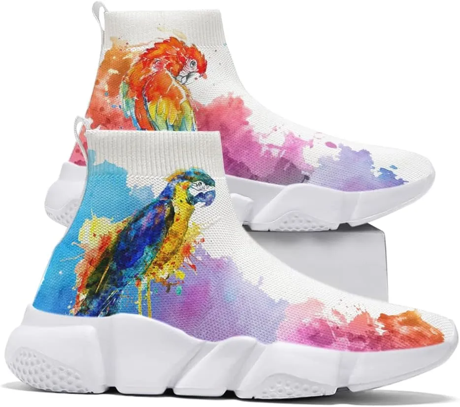 Hetios Women's Graffiti Shoes Fashion Watercolor Sneakers Comfortable Casual Socks Shoes