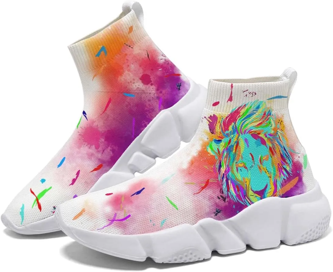 Hetios Women's Graffiti Shoes Fashion Watercolor Sneakers Comfortable Casual Socks Shoes