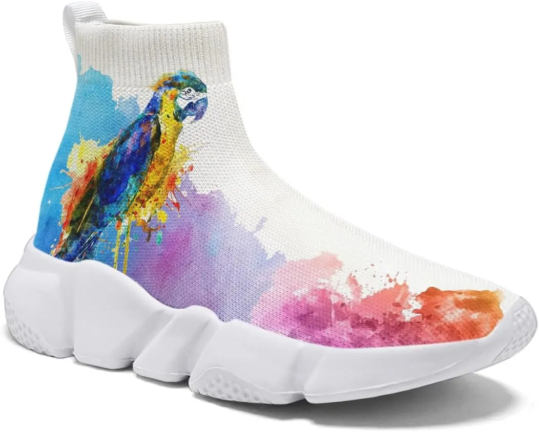 Hetios Women's Graffiti Shoes Fashion Watercolor Sneakers Comfortable Casual Socks Shoes