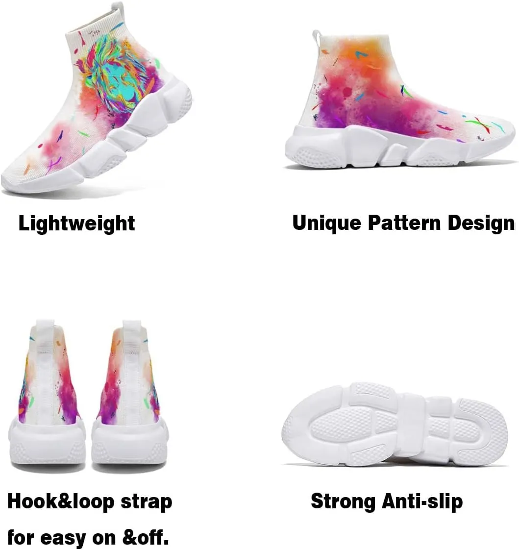 Hetios Women's Graffiti Shoes Fashion Watercolor Sneakers Comfortable Casual Socks Shoes