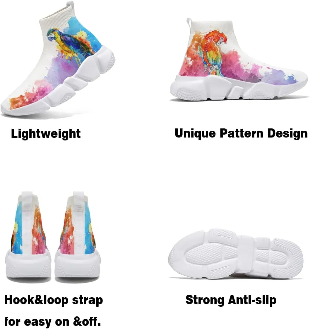 Hetios Women's Graffiti Shoes Fashion Watercolor Sneakers Comfortable Casual Socks Shoes