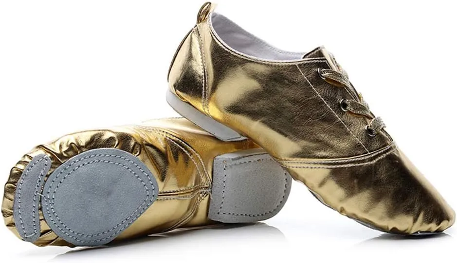 HROYL Leather/Canvas Jazz Shoes lace up Jazz Dancing Shoes,Suitable for Girls/Boys/Women/Men,Model-TJ-DBjazz