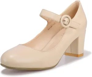 IDIFU Women's Candy Dress Mary Jane Shoes Low Block Heels Closed Round Toe Office Work Church Wedding Pumps