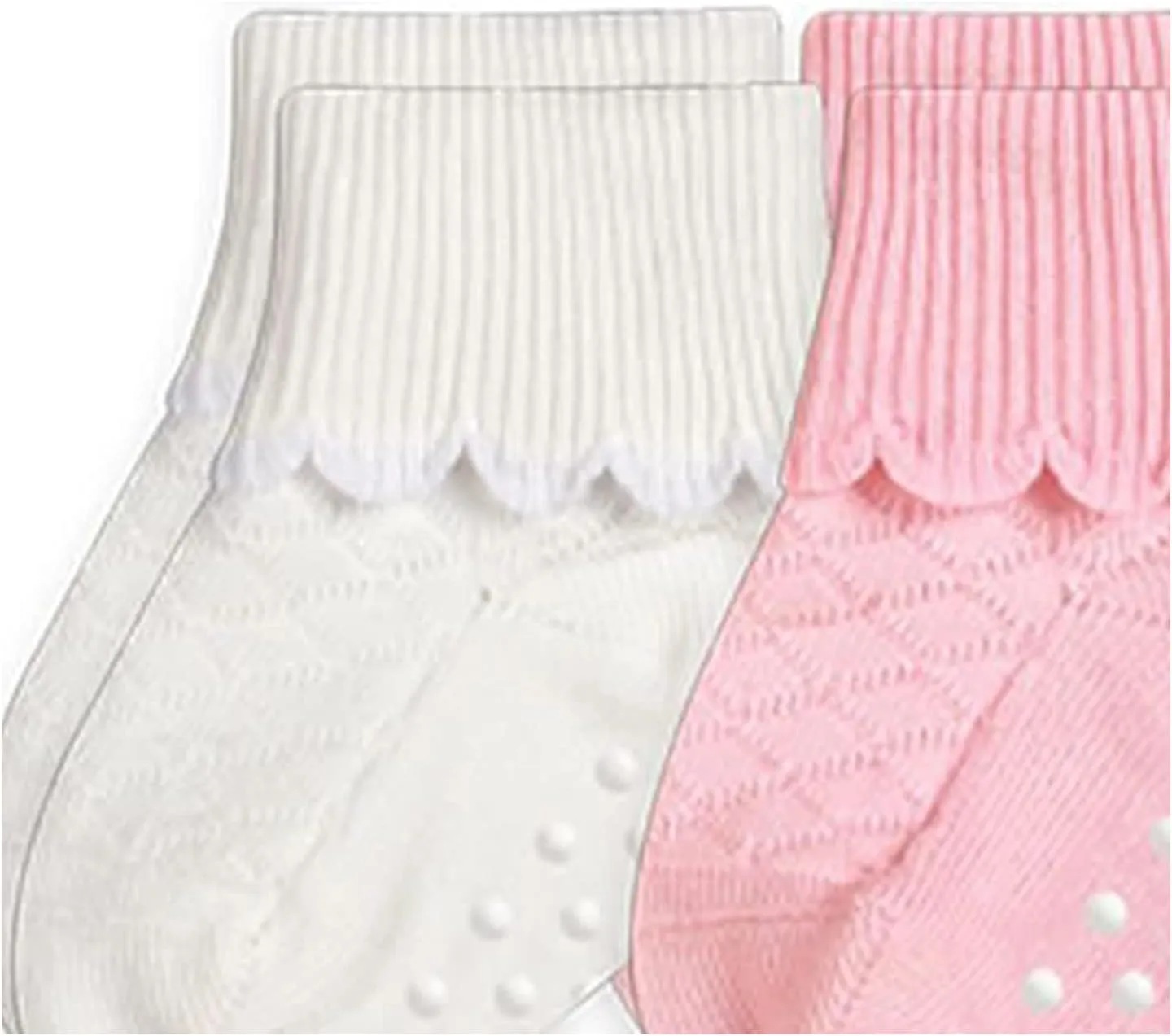 Jefferies Socks Baby Girls' Non-Skid Scalloped Turn Cuff 6 Pack
