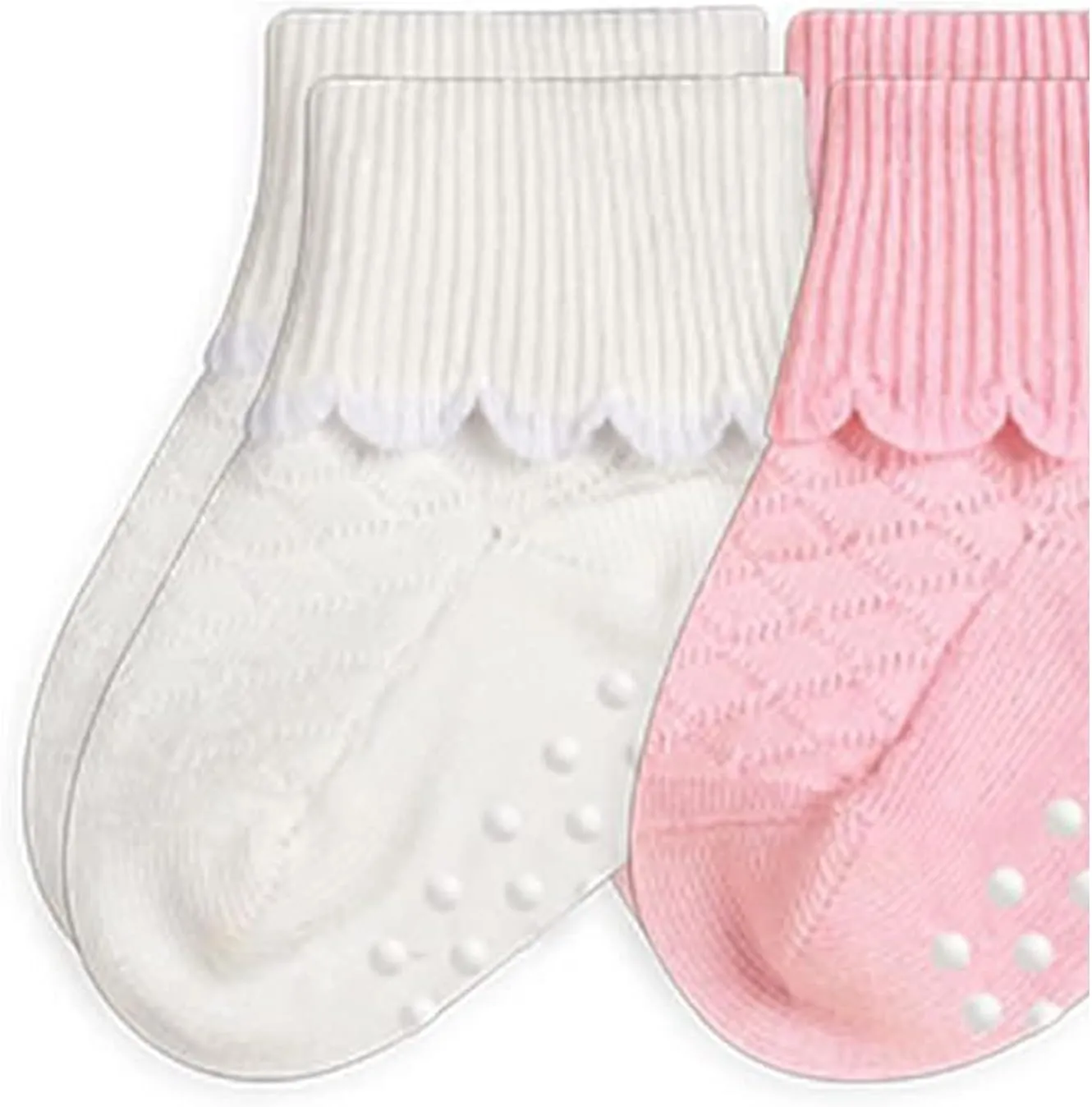 Jefferies Socks Baby Girls' Non-Skid Scalloped Turn Cuff 6 Pack